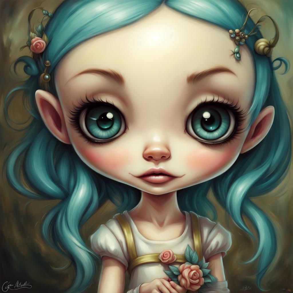 Chibi Girl Portrait in Surrealist Style