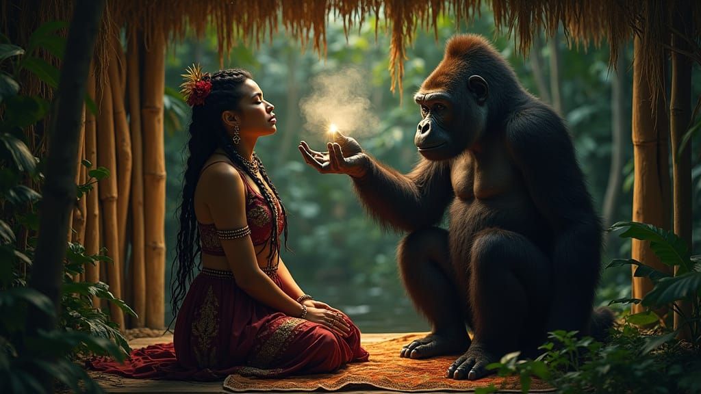 Indigenous Woman Receives Shamanic Energy Cleansing in Jungl...