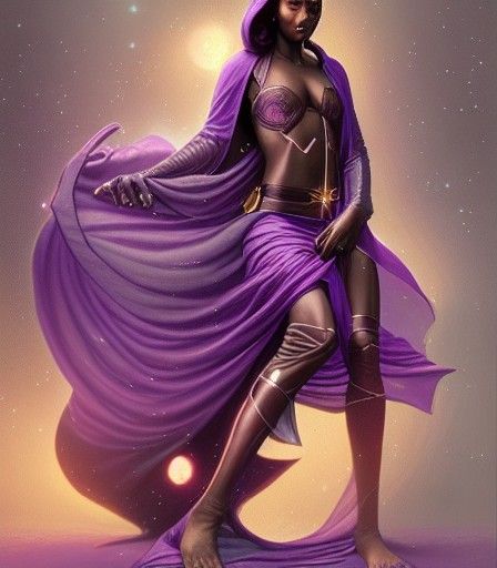 Elegant Jedi Woman with Purple Lightsaber