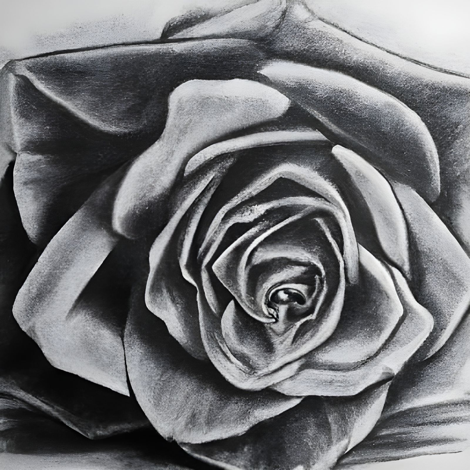 Charcoal drawing of a rose