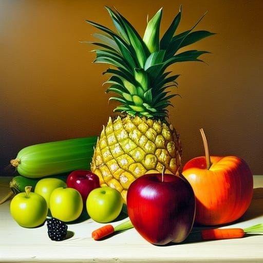 Academic Still Life Oil Painting of Autumn Fruits