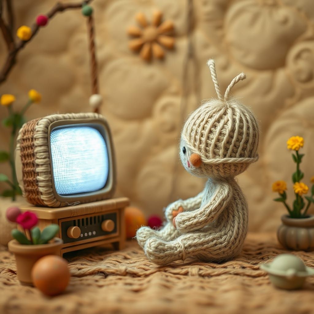 Woven Jarn World with Baby Watching TV