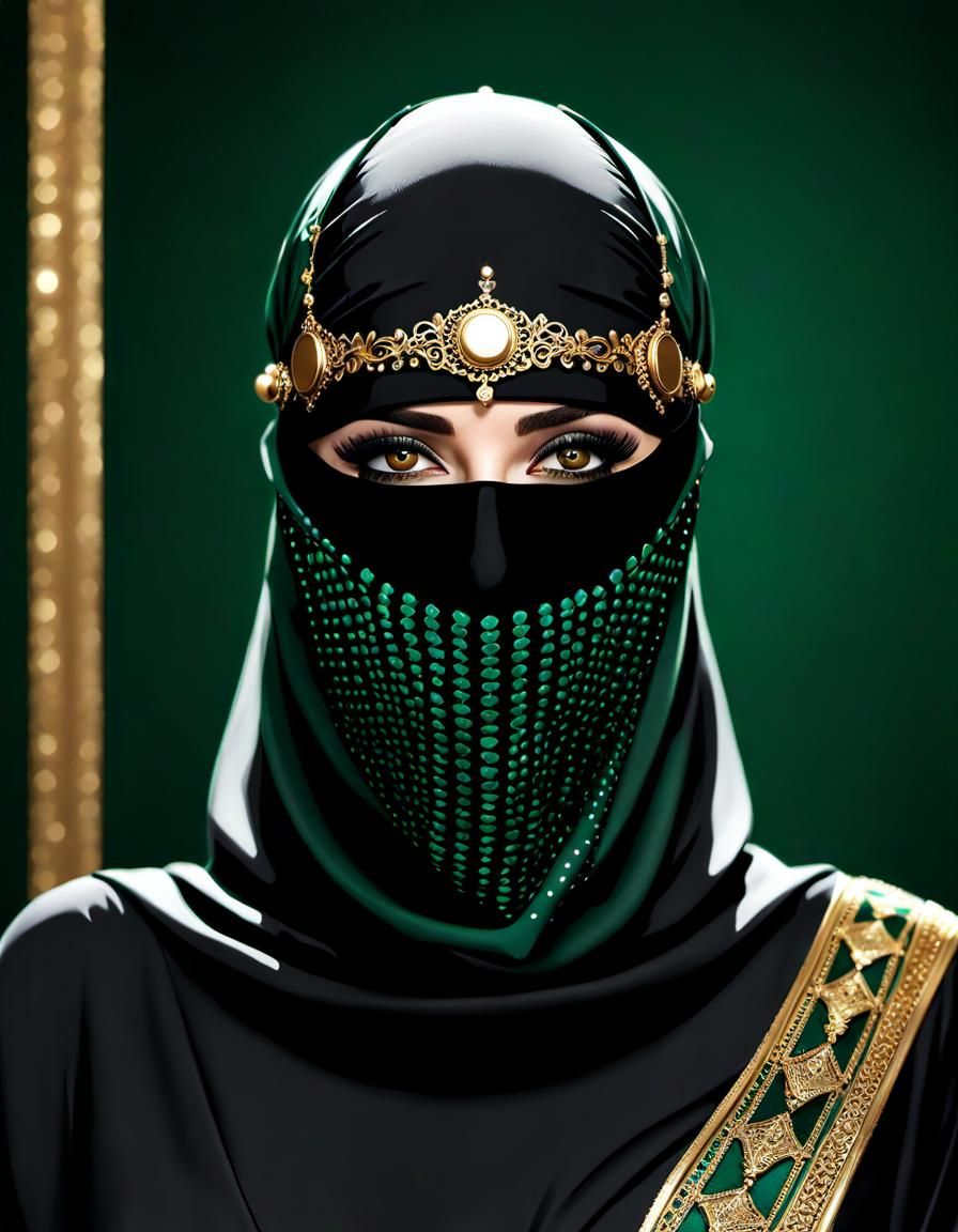 Psychedelic Alcohol Ink Portrait of Niqabi Woman