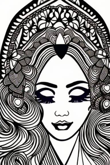 Intricate Black and White Coloring Page in Gothic Style