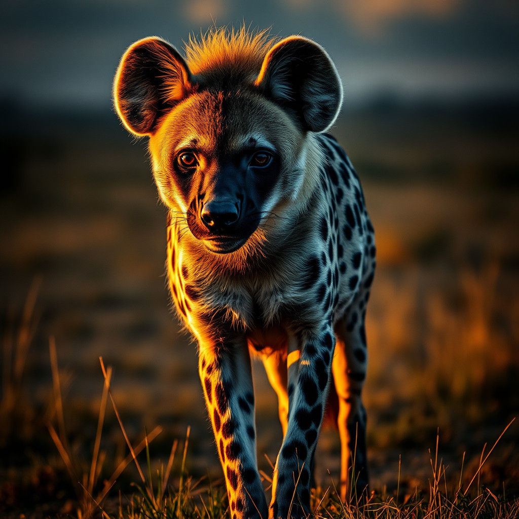 Regal Hyena on Savannah at Dusk