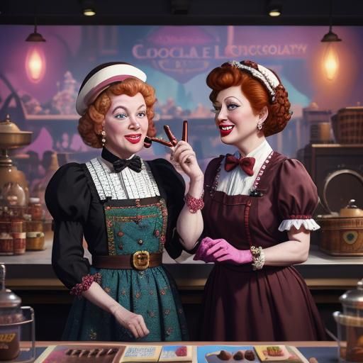 Lucille Ball and Ethel Merman at the Chocolate Factory