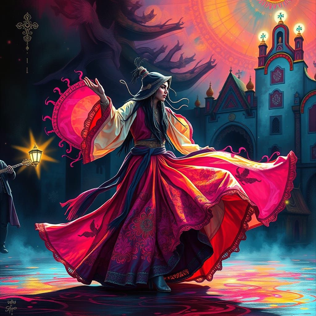 Surreal Synthwave Dervish Dancer in Ethereal Turquoise