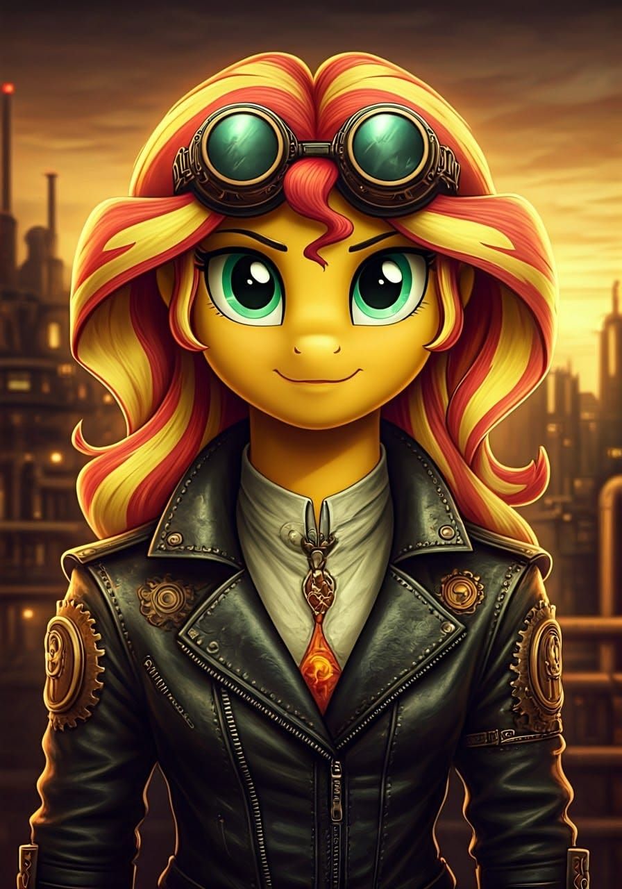 Dieselpunk Portrait of Woman with Goggles