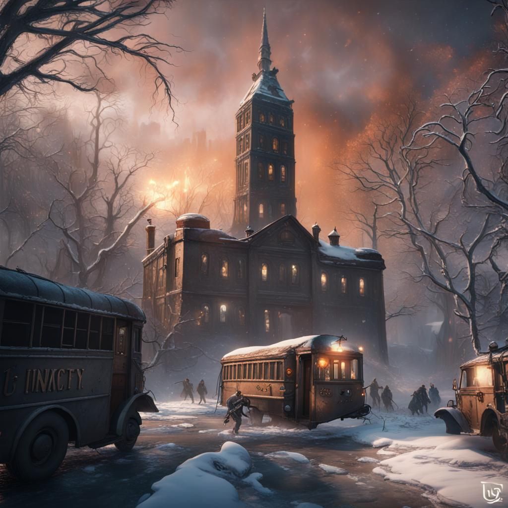 Rikers Island Winter Scene: Detailed Matte Painting