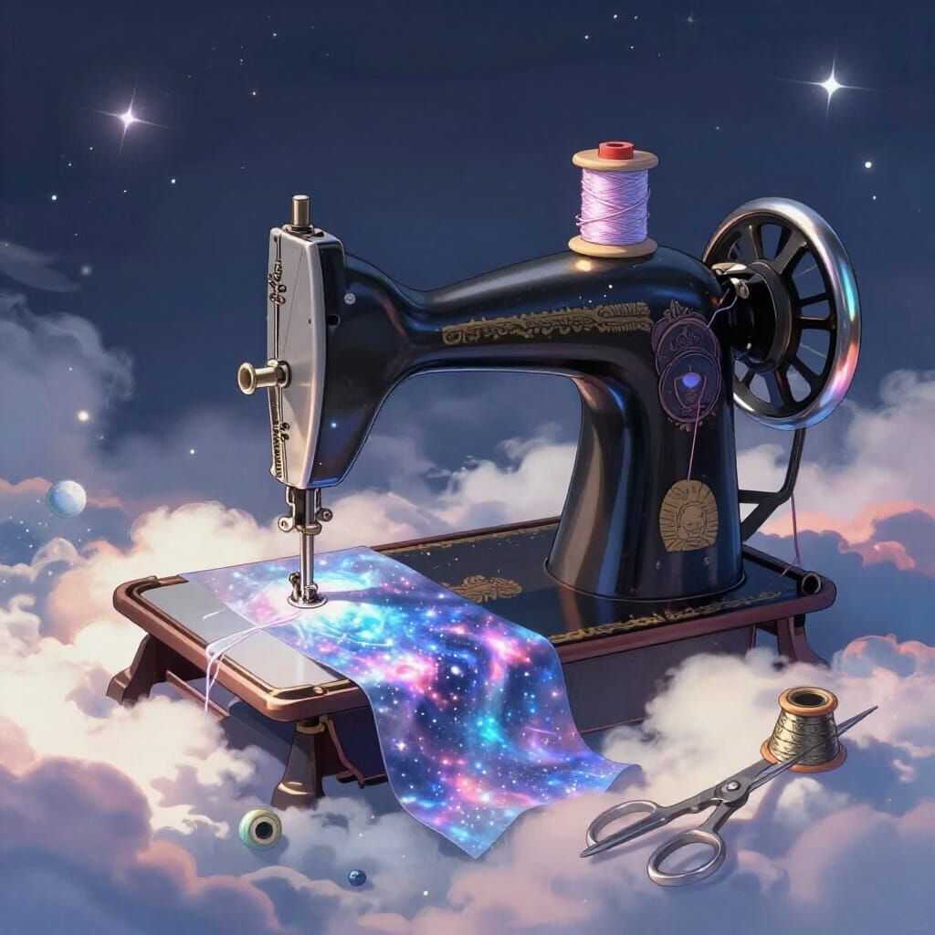 Giant Sewing Machine on Cloud Weaving Starlight