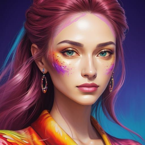 Airbrush Portrait in Vibrant Oil Painting Style