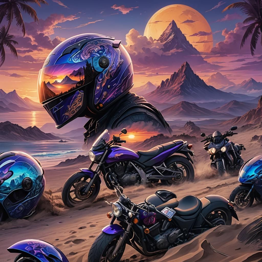 Sapphire & Purple Motorcycle Helmets