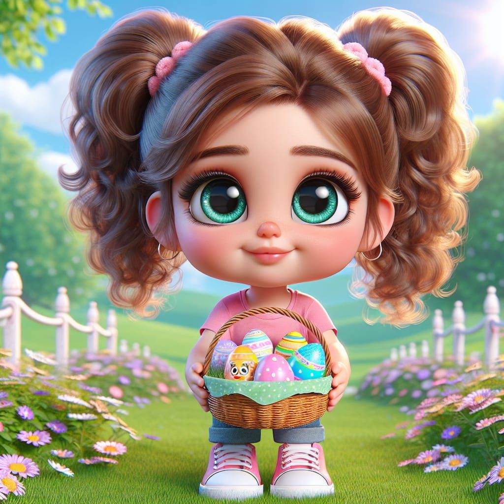 3d animated cartoon graphic, Beautiful girl, 4 - 5 year old,...