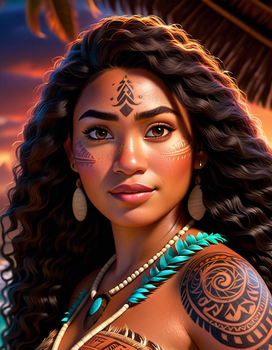Moana with Ta-Moko Tattoos, Concept Art