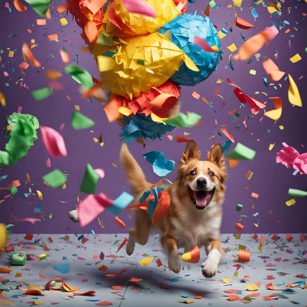 Dog Escapes Exploding Piñata at Party