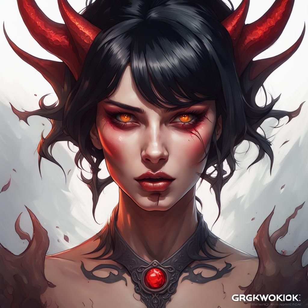 Demonic Witch Portrait in Hyperdetailed Style