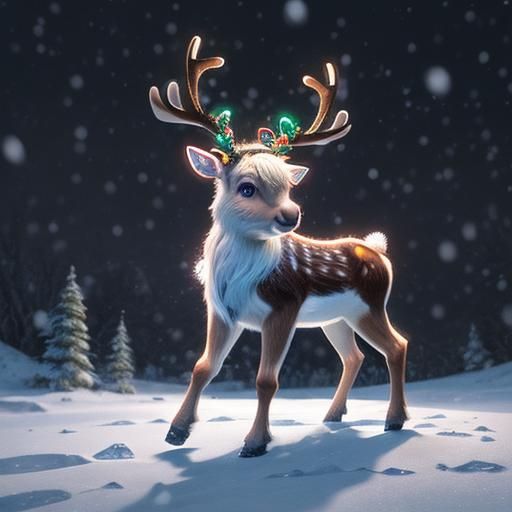 Cute Reindeer Baby in Chibi Style