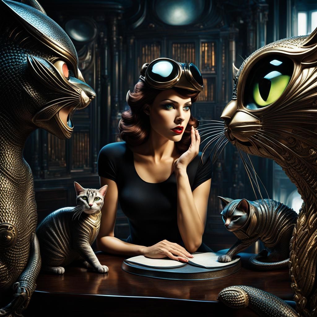 Catwoman's Extraterrestrial Chat: Hyperdetailed 3D Art