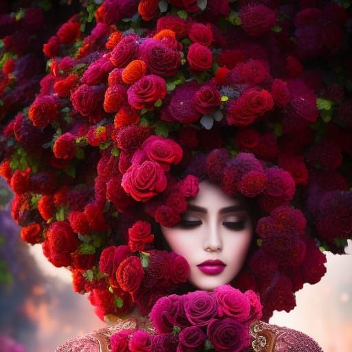 Ruby Rose Covered in Vines: Maximalist Photo Illustration