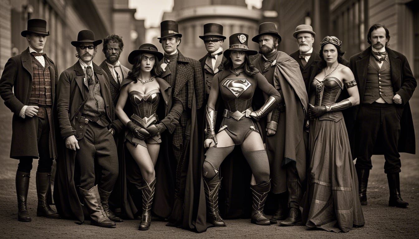 DC Heroes in the 1880s: A Black and White Photograph