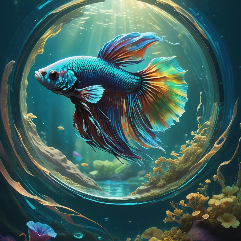 Majestic Betta Fish in Underwater Portal