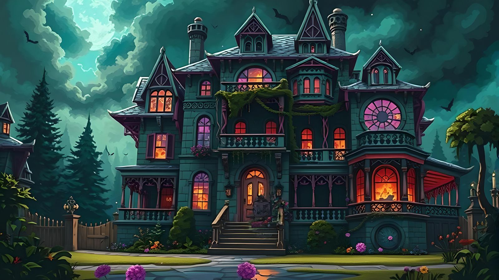 Creepy Haunted House in Pixel Art Style