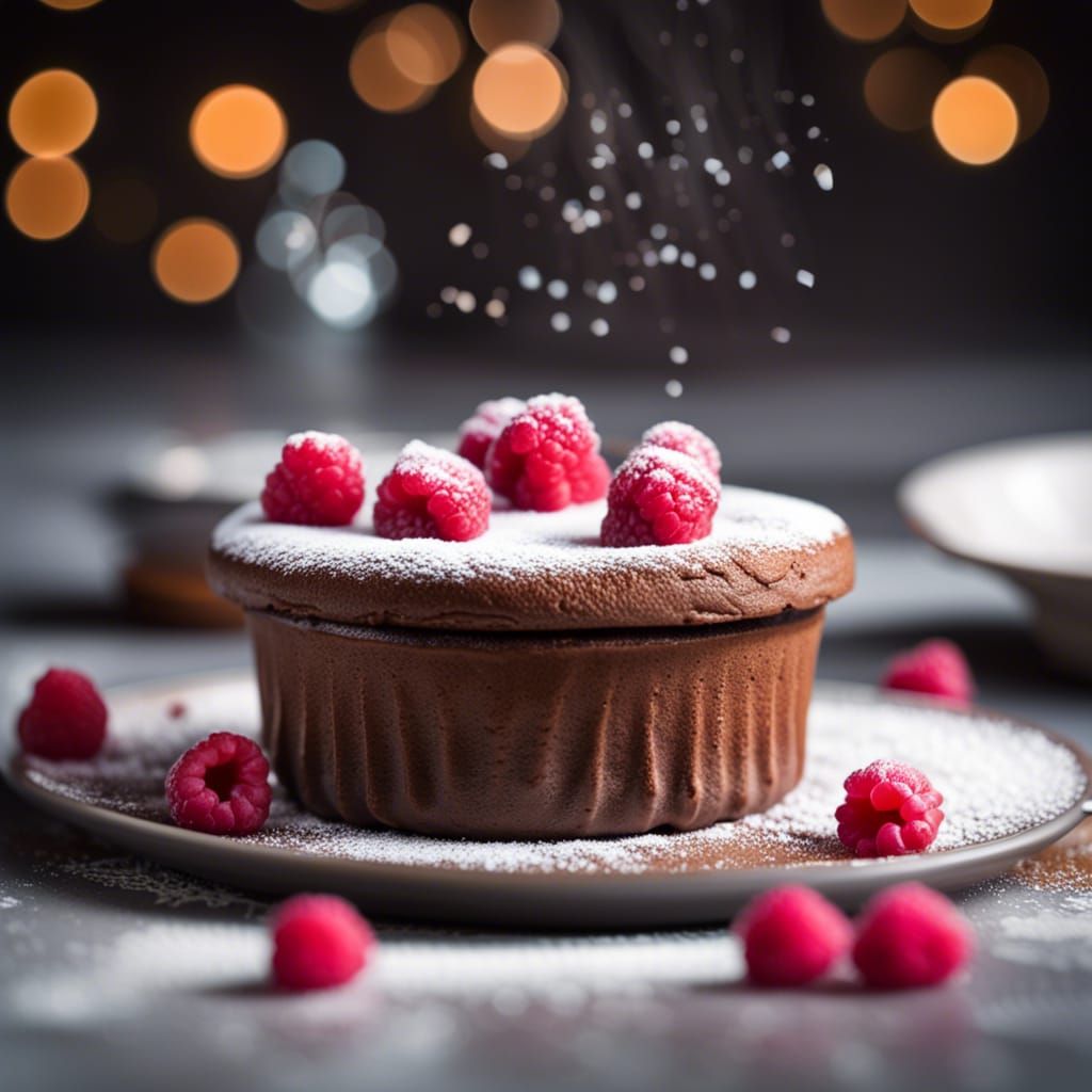 Delicious Chocolate Soufflé with Raspberries, Professional S...