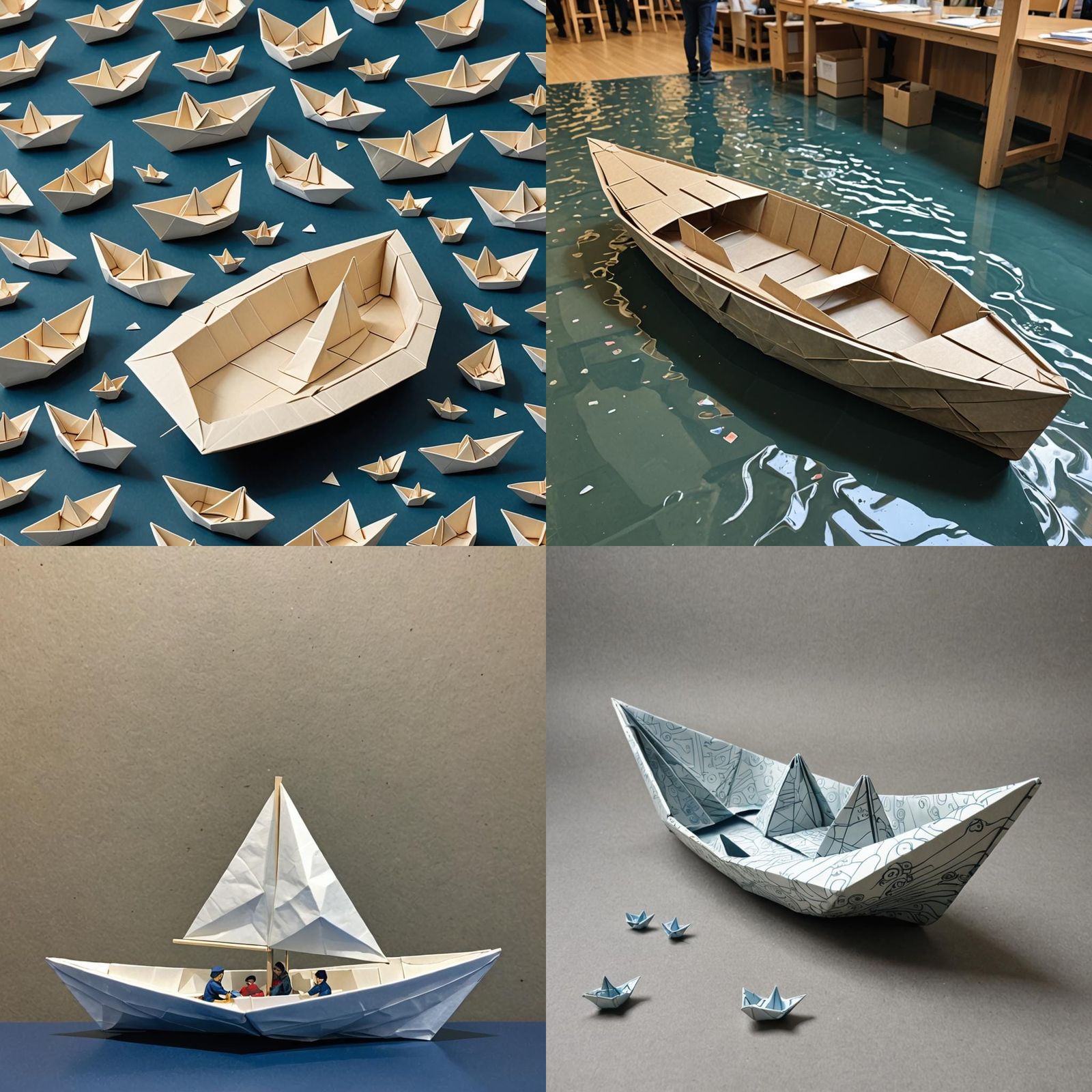 A full scale origami paper boat