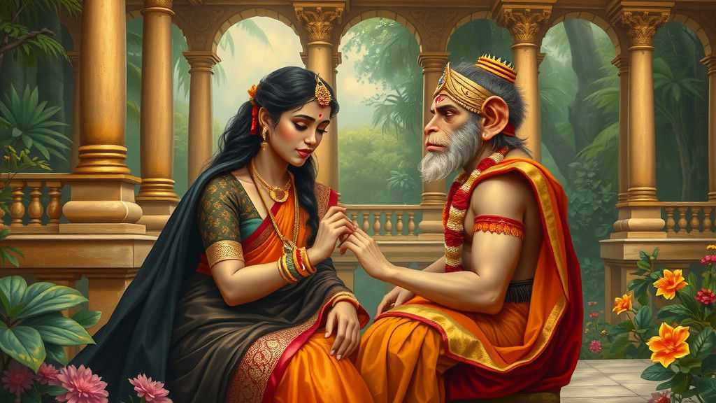Sita's Sorrow: A Ramayana Scene in Classical Indian Style