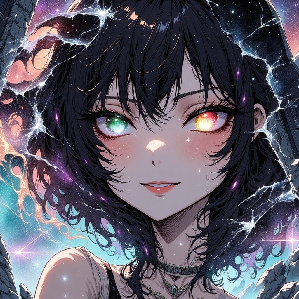 Yandere Space Colonist in 80s Anime Style