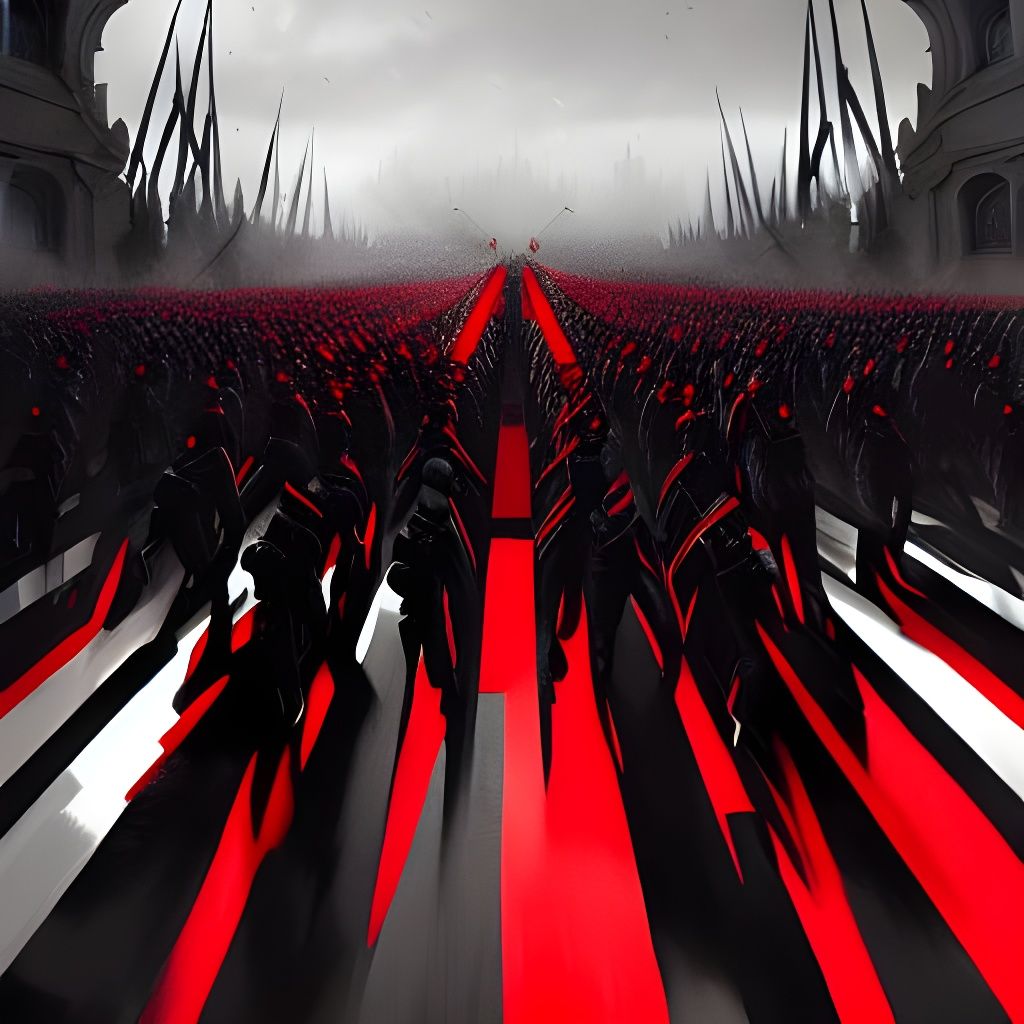 Masterpiece of a Marching Army in Dark Fantasy Style