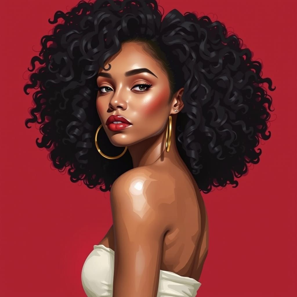 Radiant Portrait of African Woman in Bold Art Deco Style