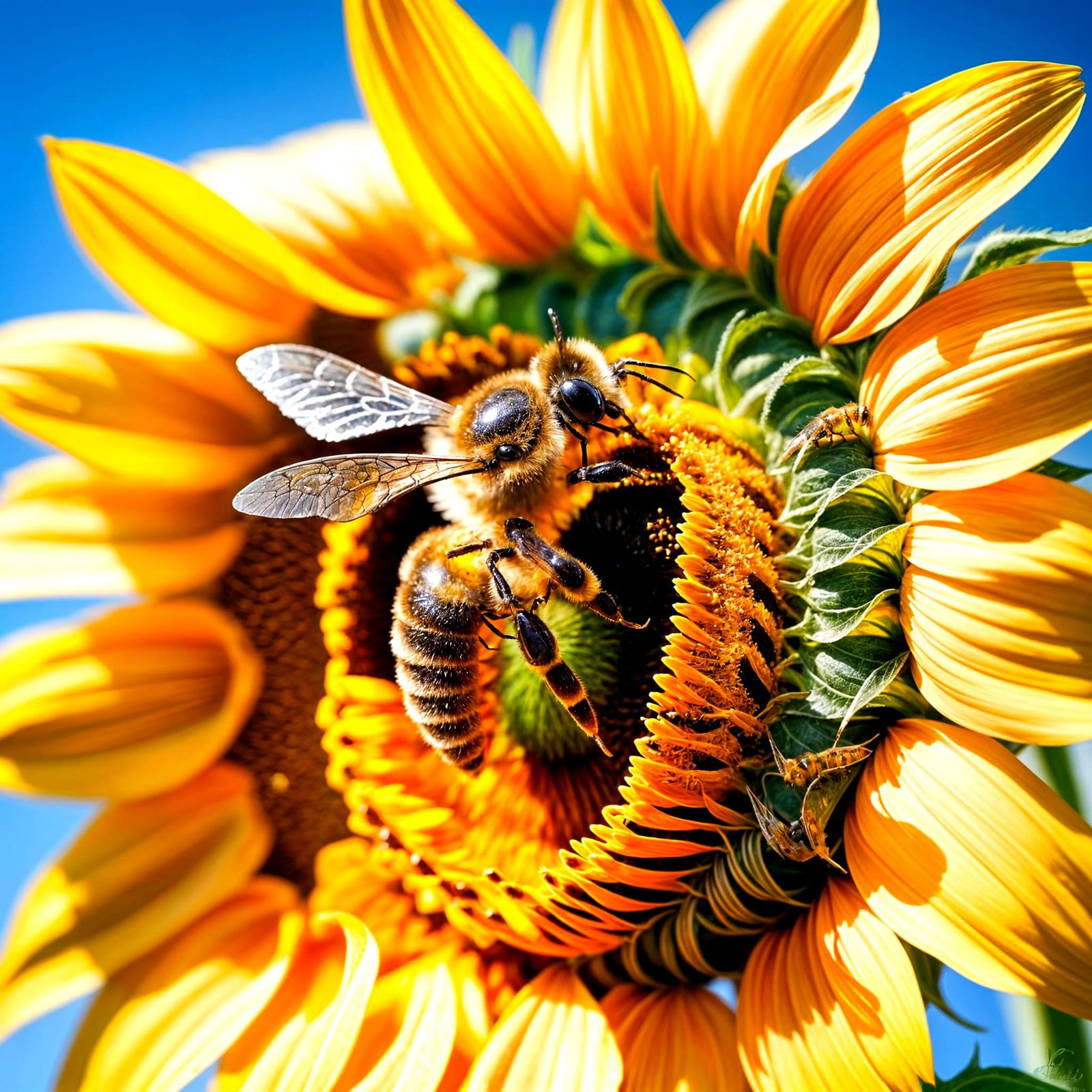 Sacred Geometry Bee Sunflower Harmony