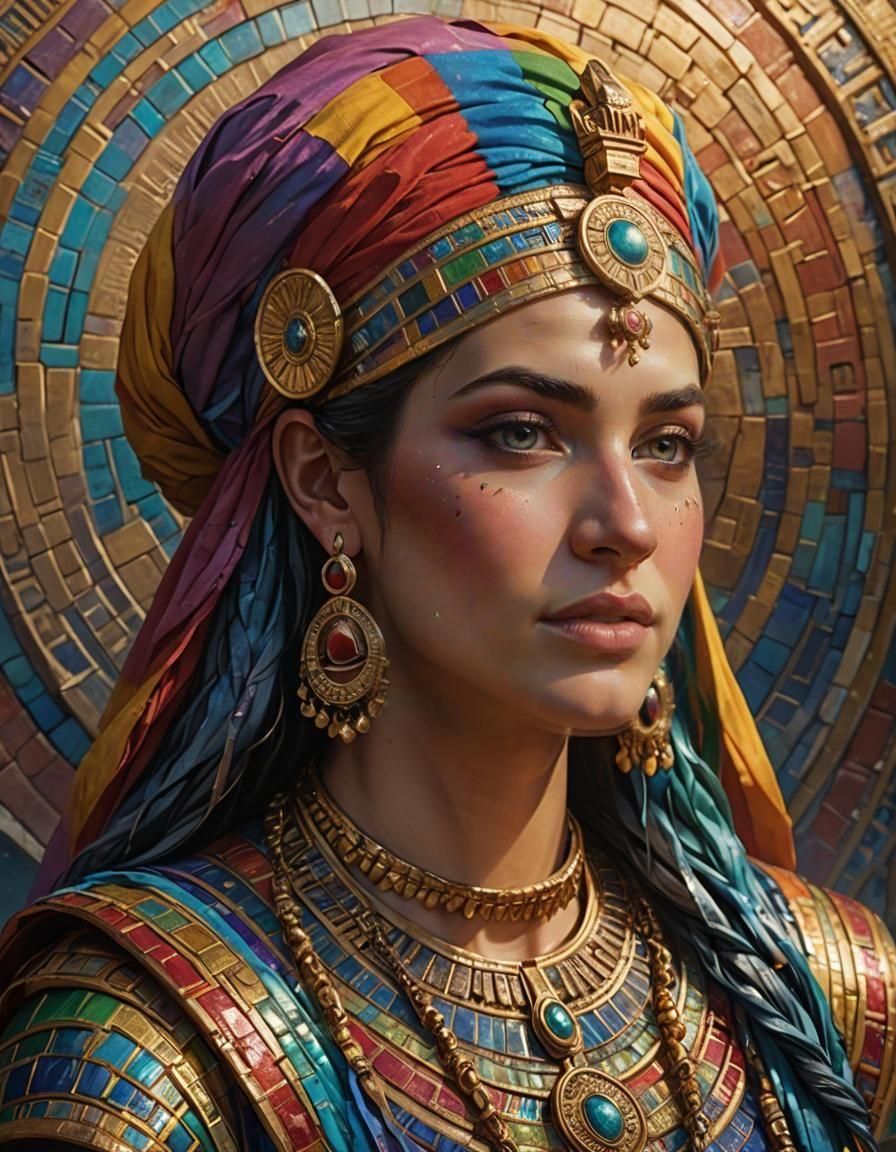Babylonian Woman's Pride: Hyperrealistic Portrait
