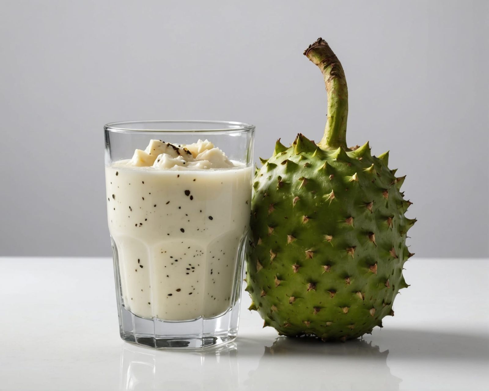 Refreshing Soursop Juice Overflowing From Glass