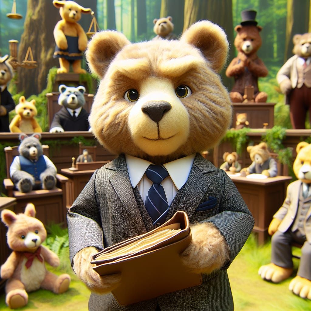 Disney Pixar style adorable cuddly teddy bear, dressed in a ...