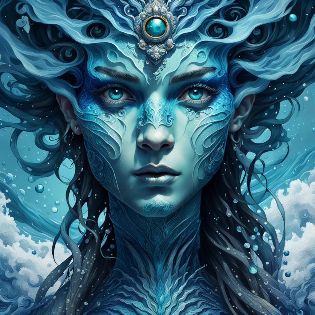 Water Elemental Portrait in Fantasycore Style