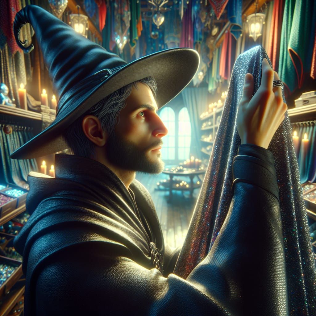 Wizard Discovering an Invisible Cloak: Concept Art