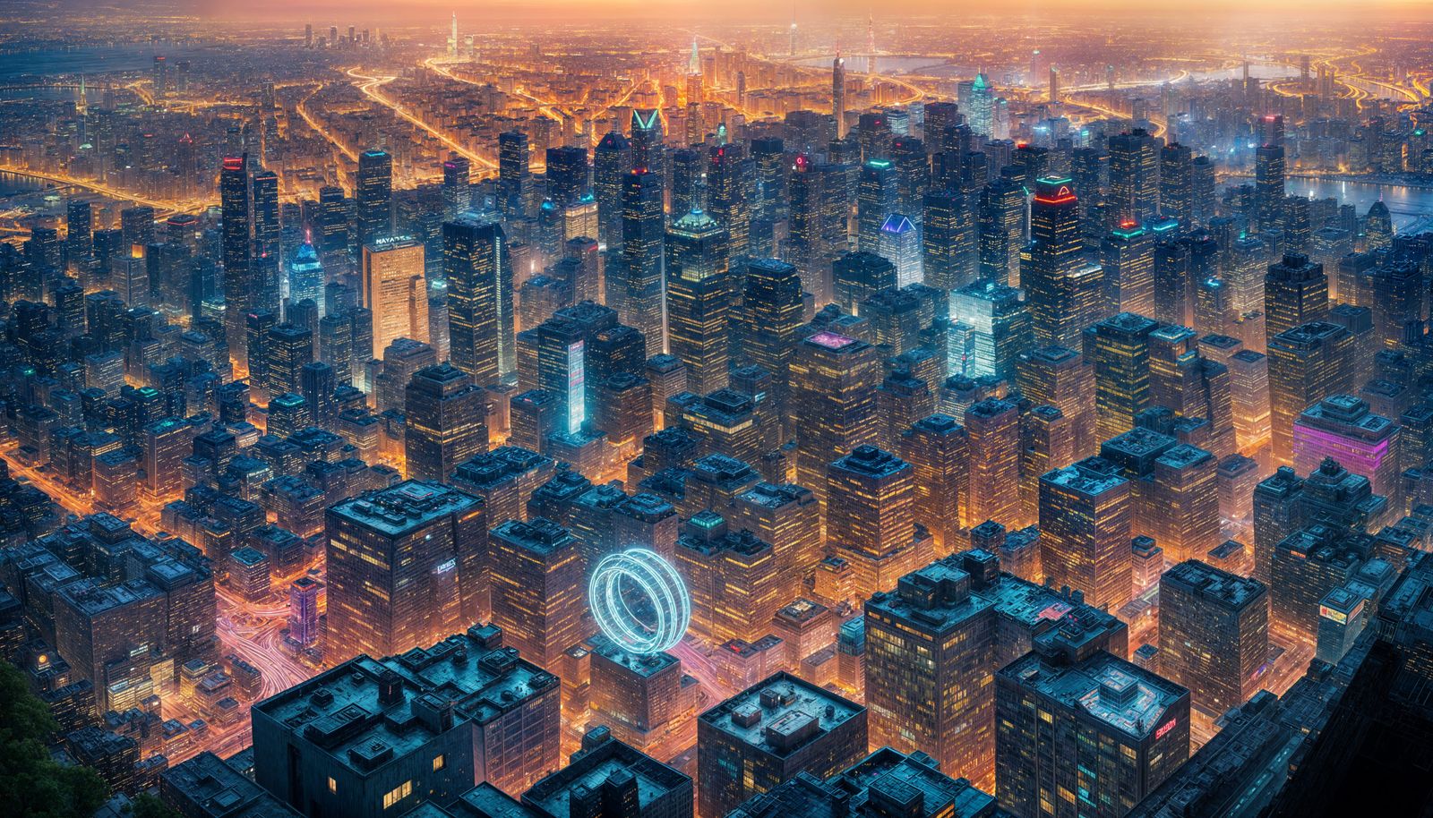 Cyberpunk City Infographic View From Montreal