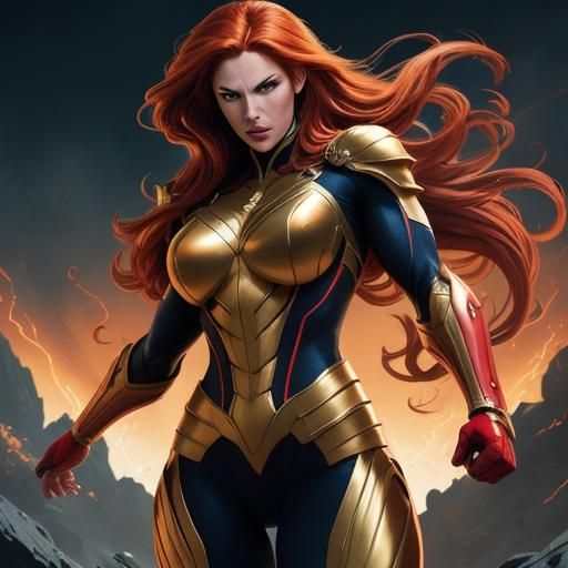 Stunning Female Hero in Comic Book Style