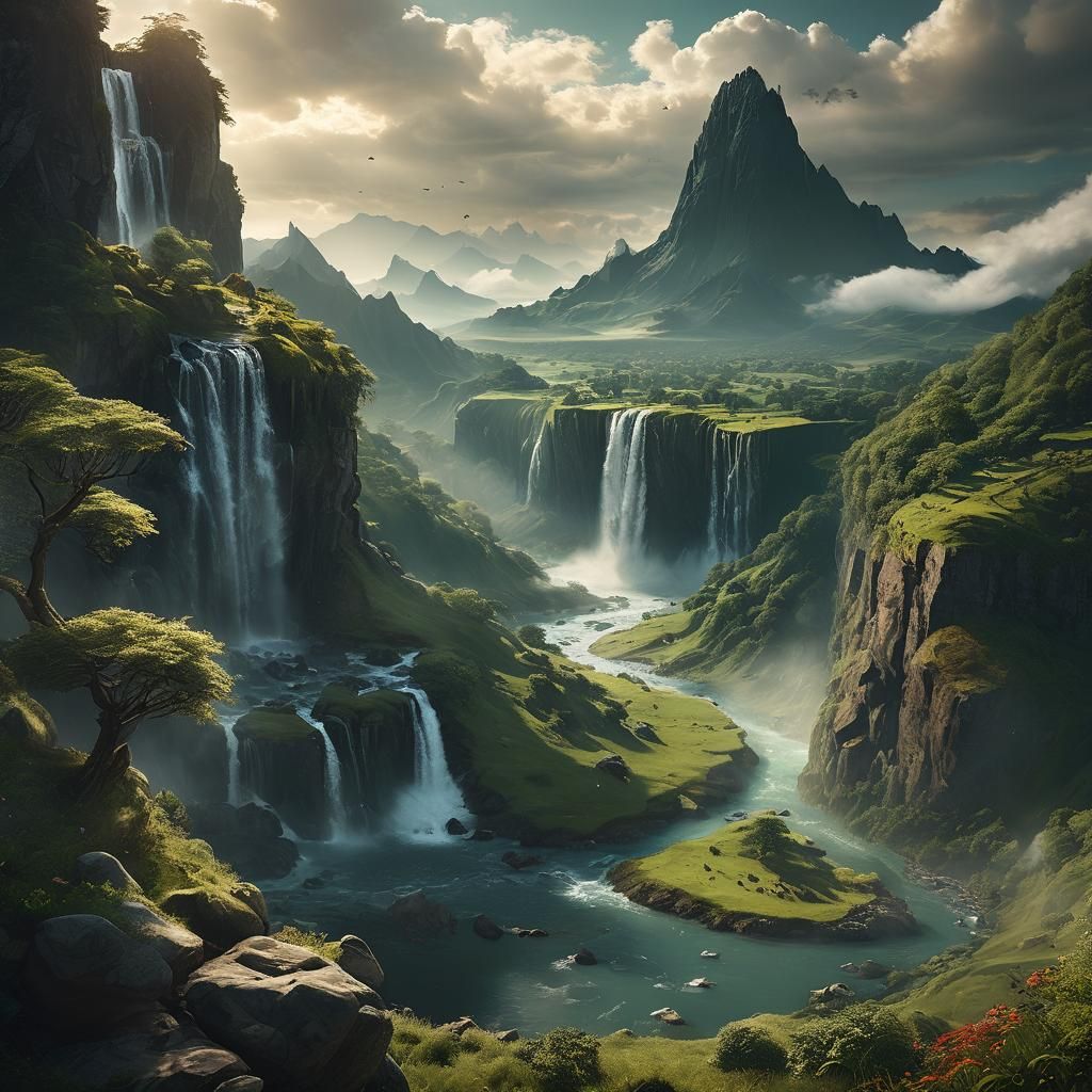 Colossal Mountain in Surreal Matte Painting Landscape
