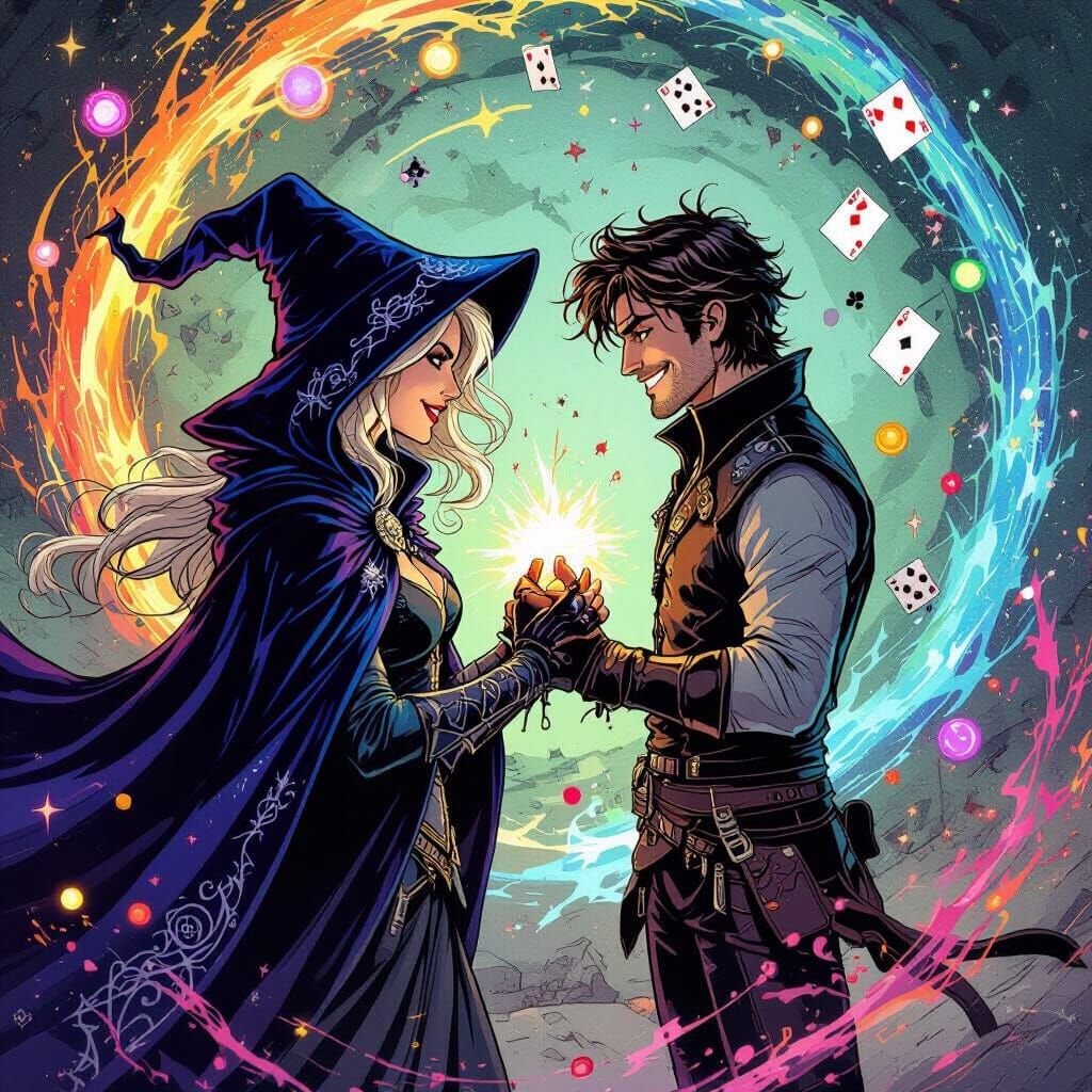 Witch and Thief Forge Chaotic Alliance in Vibrant Illustrati...
