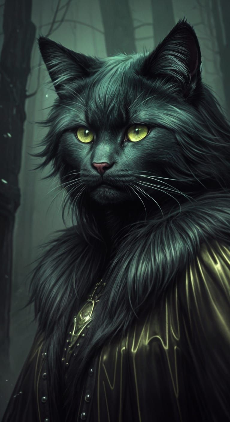 Vibrant Green Feline Goddess