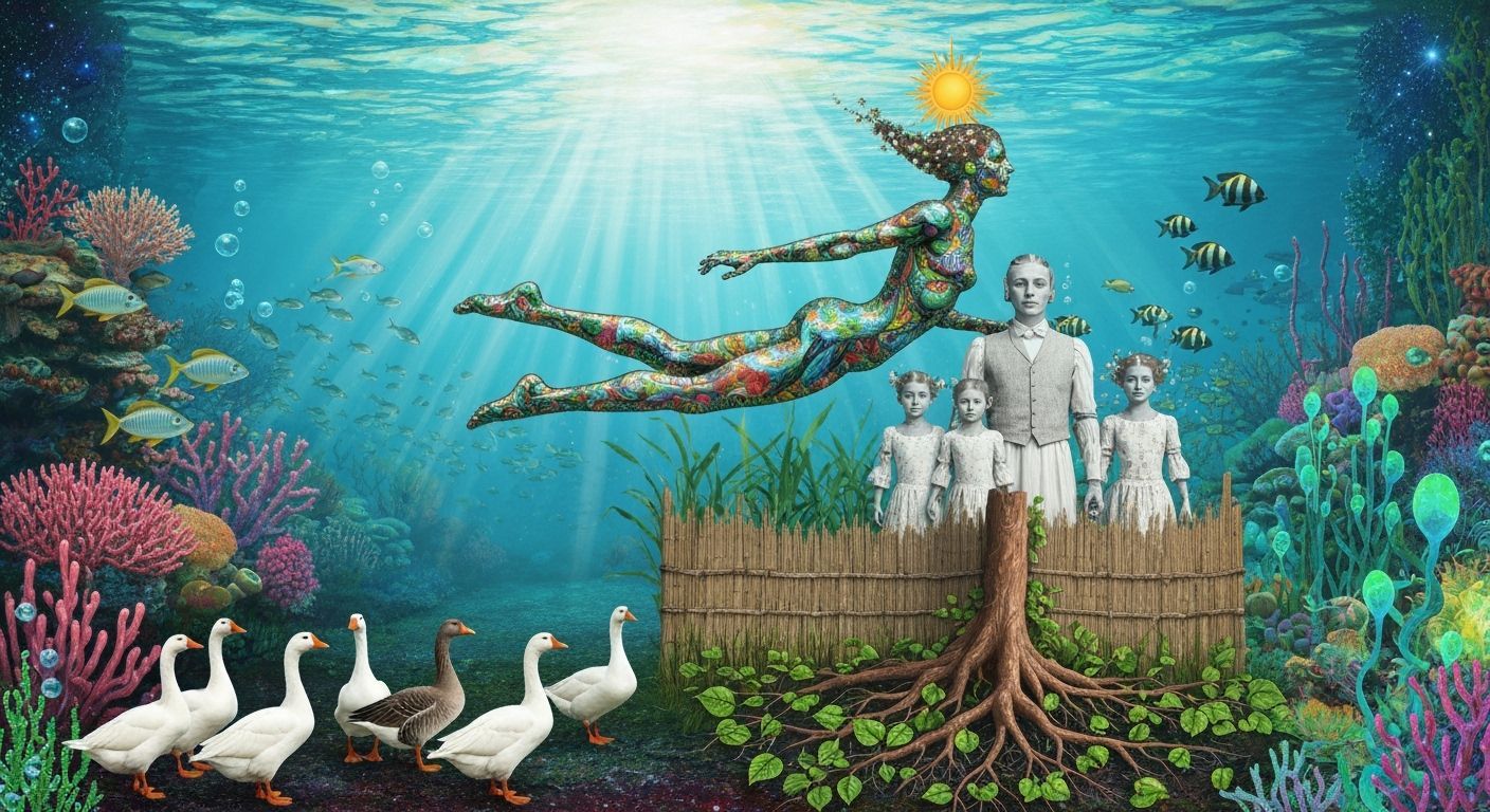 Surreal Underwater World with Fractal Figure