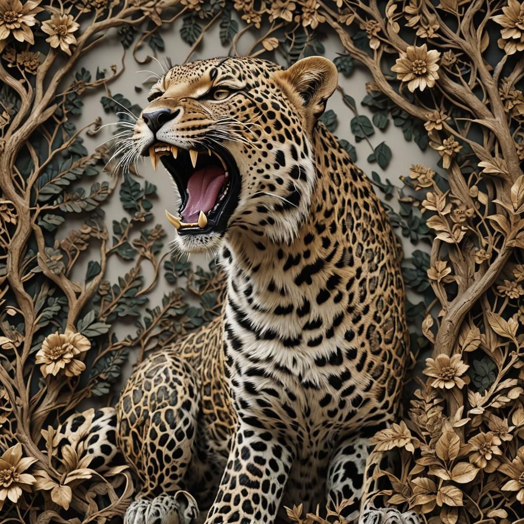Realistic 8K Image of Howling Leopard