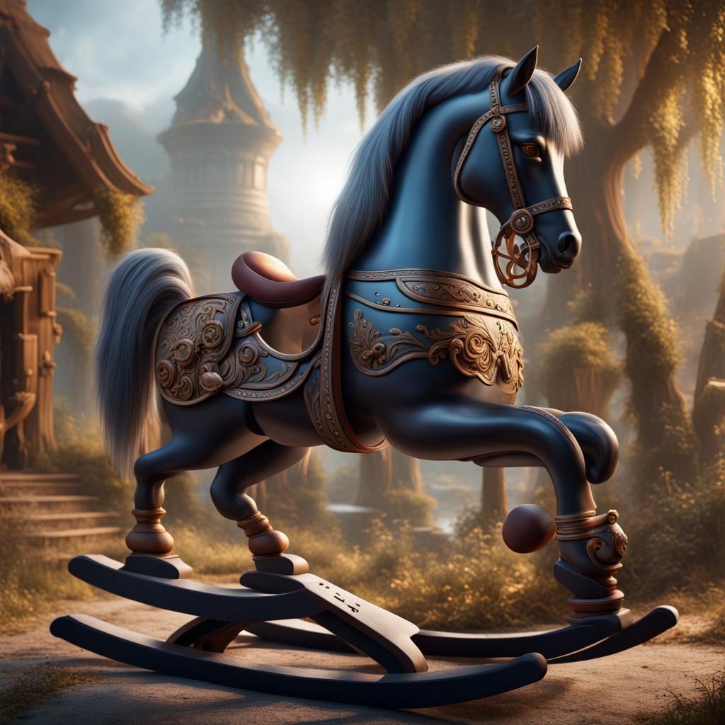 Fantastical Rocking Horse in Detailed Matte Painting