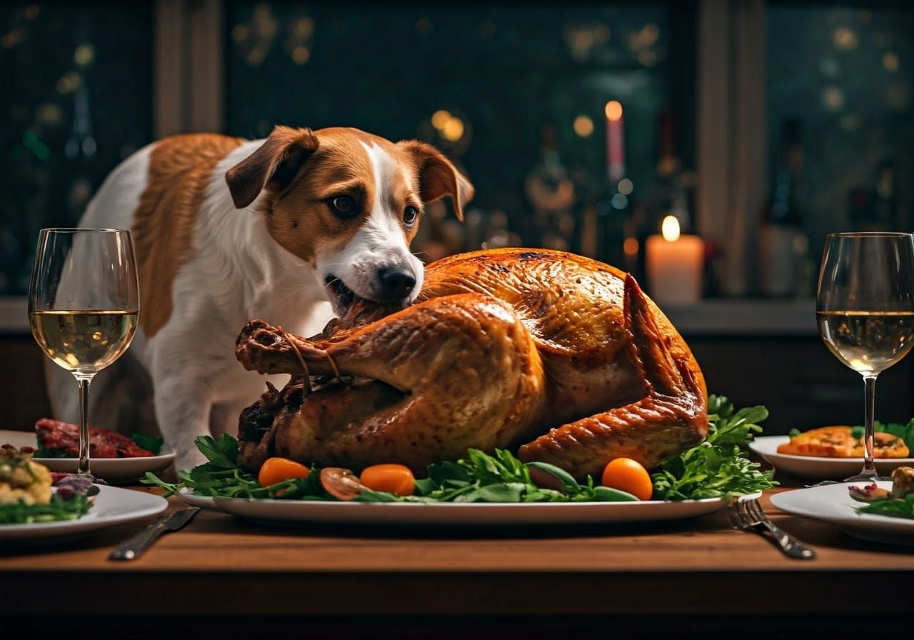 Naughty Dog Ruins Thanksgiving Dinner Feast
