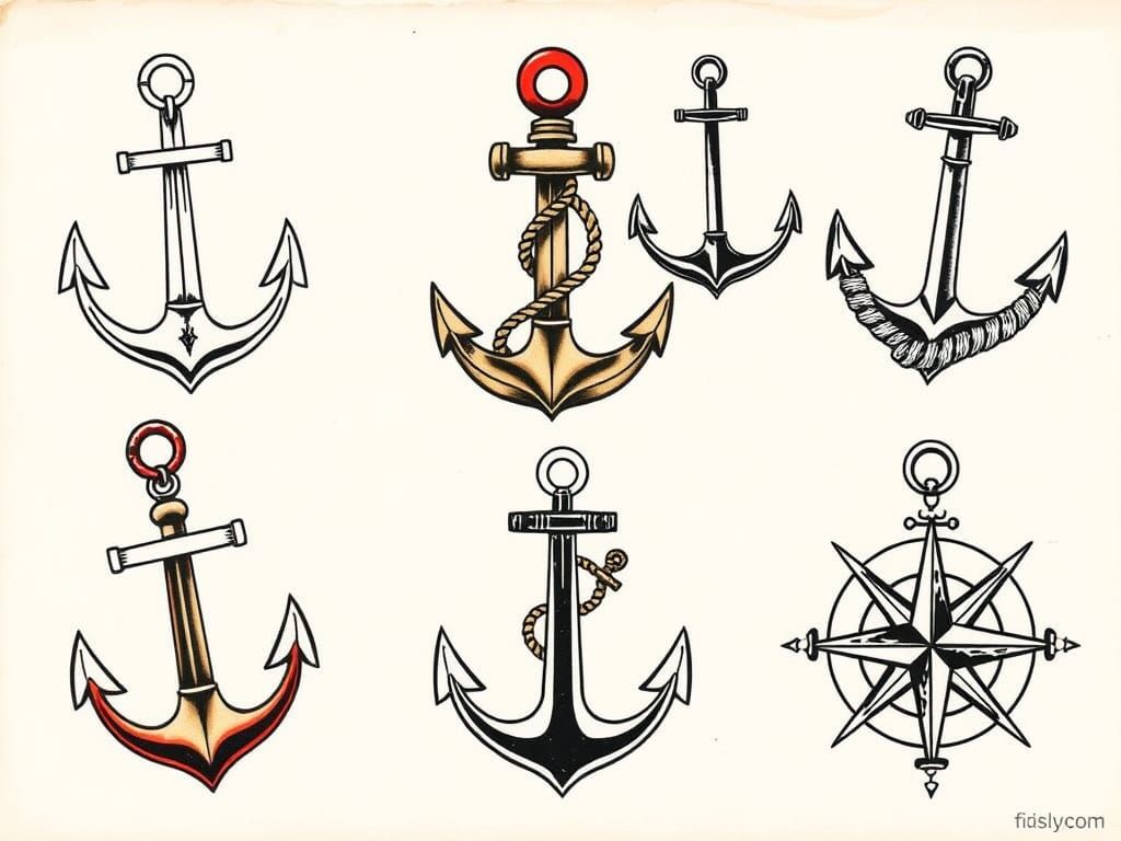 Nautical Tattoo Flash Sheet in Traditional Style