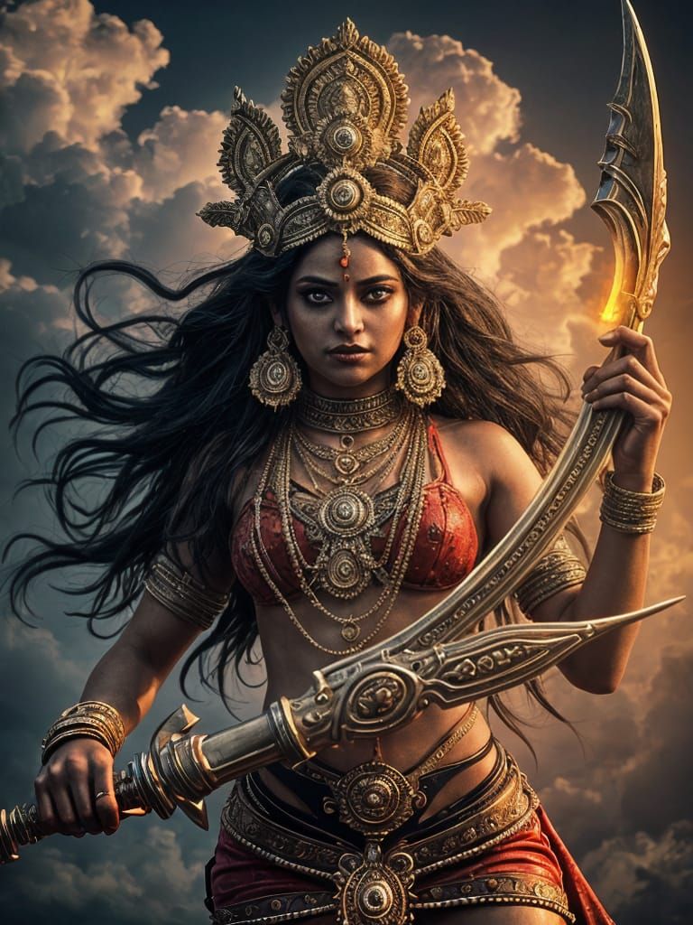 Majestic Goddess Kali in Epic Digital Illustration