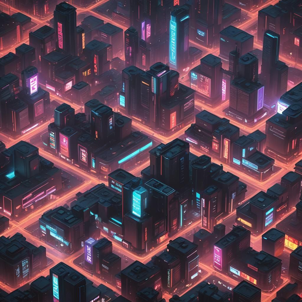 Cyberpunk Cityscape with Neon Lights